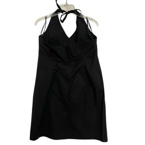 GAP Black Halter Neck Dress Size 14 Cotton Lycra A Line Casual